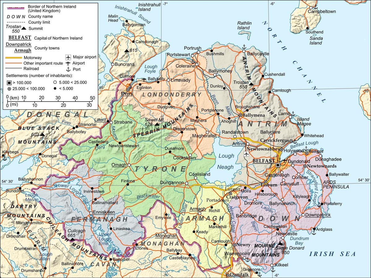 kat jeyografik nan èpòt yo nan northern ireland