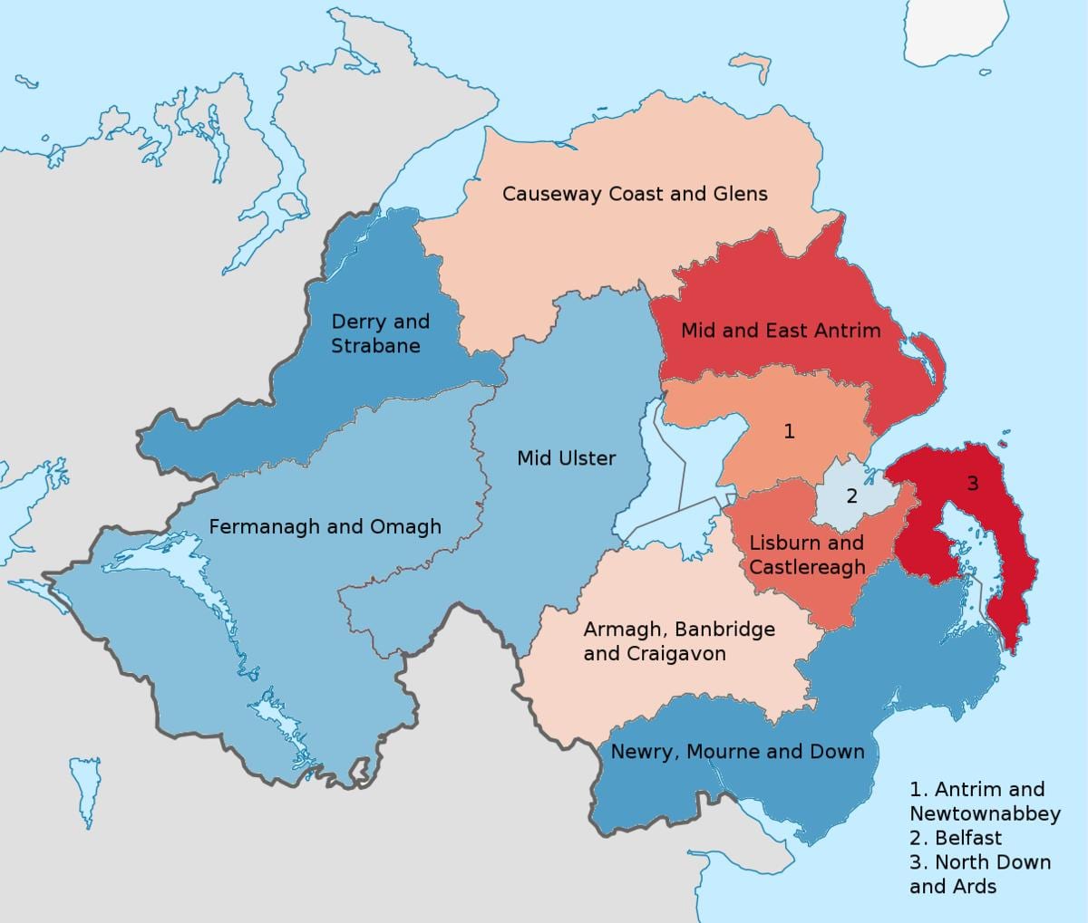northern ireland sou yon kat jeyografik
