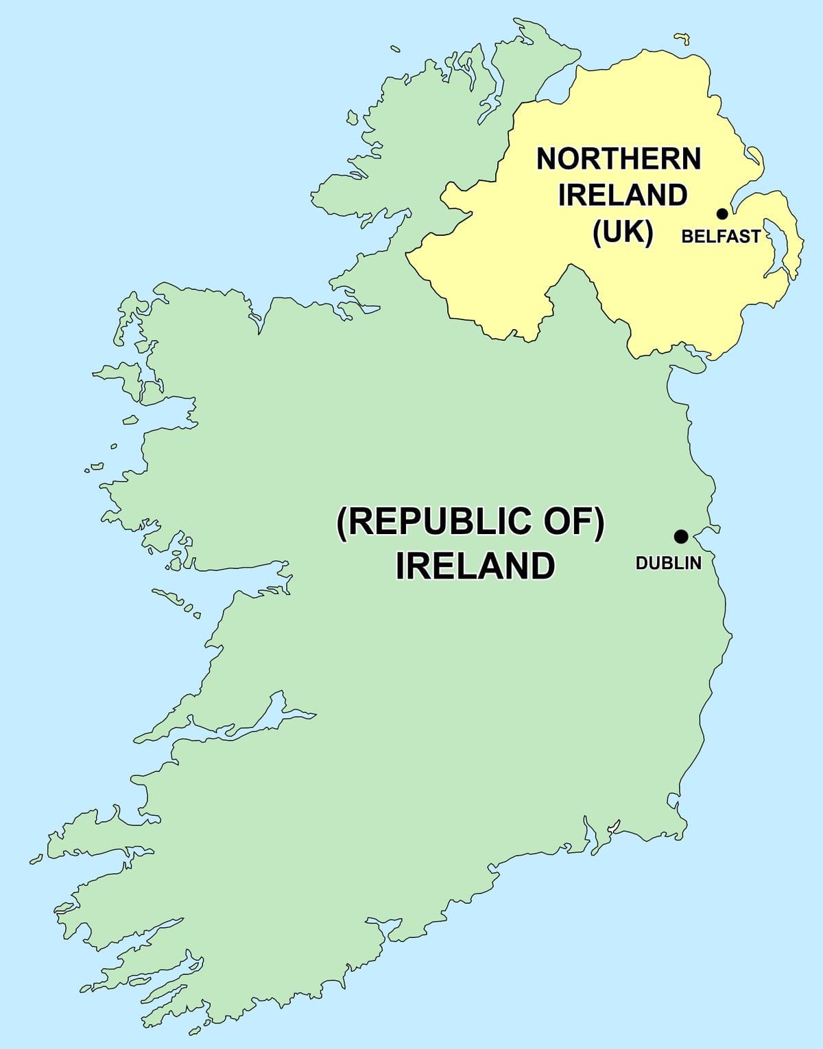 kat jeyografik nan northern ireland ak repiblik nan iland